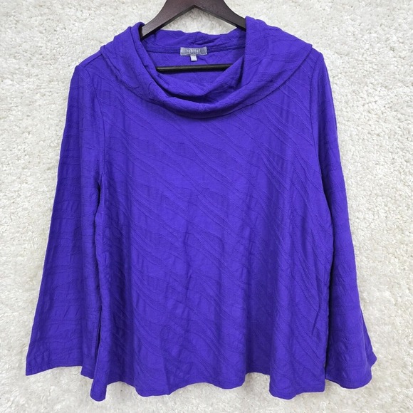 Habitat Clothes To Live In Top Womens Large Purple Long Sleeve Cowl Neck Modest - Picture 1 of 12